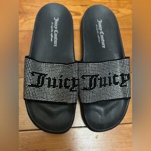 Juicy Couture Black Slides with Silver Embellishments slides